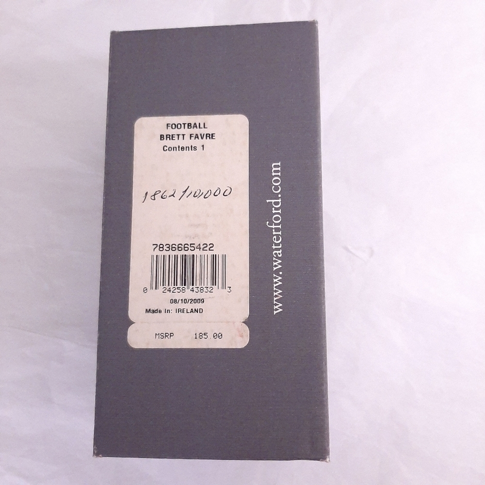 BRETT FAVRE Green Bay Packers Waterford Crystal Football # 1862 paperweight NIB - Picture 5 of 5
